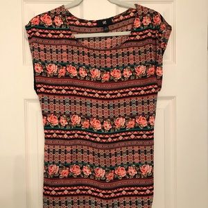 Rose print top with tie back